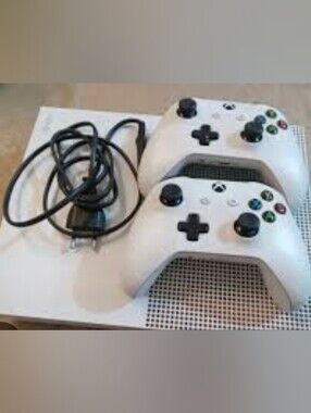 Xbox One S White Console Bundle with Two White Wireless Controllers and One Red